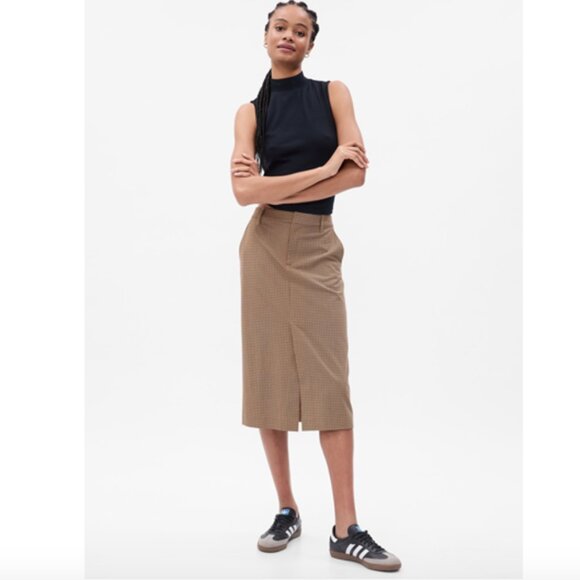 GAP Dresses & Skirts - EUC Gap Pencil Midi Skirt In Brown & Tan Check Women's 6 Academia